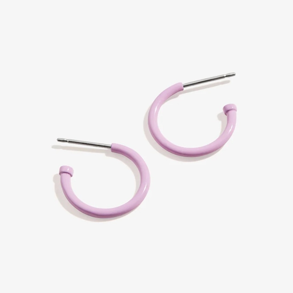 NWT Alex and Ani Purple Huggie Hoop Earrings